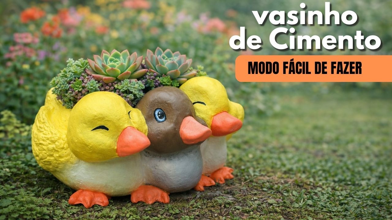 VASO DE CIMENTO- PATINHOS #passoapasso #manualidades #façavocêmesmo #diycraftsideas #façavocêmesmo