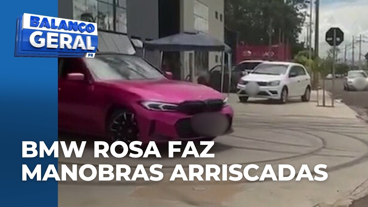 BMW rosa flagrada em manobras arriscadas é apreendida; motorista postou vídeos nas redes sociais