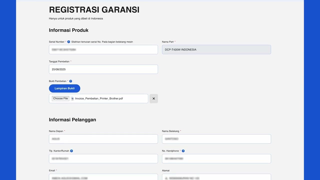 Cara Mudah Registrasi Garansi Produk Brother