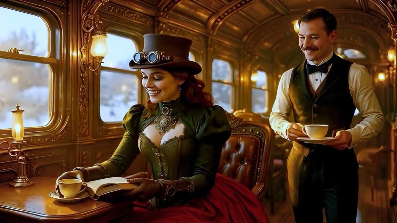 Steampunk Train Ride on the Sky Train – Victorian Elegance in Motion – AI-Short Film