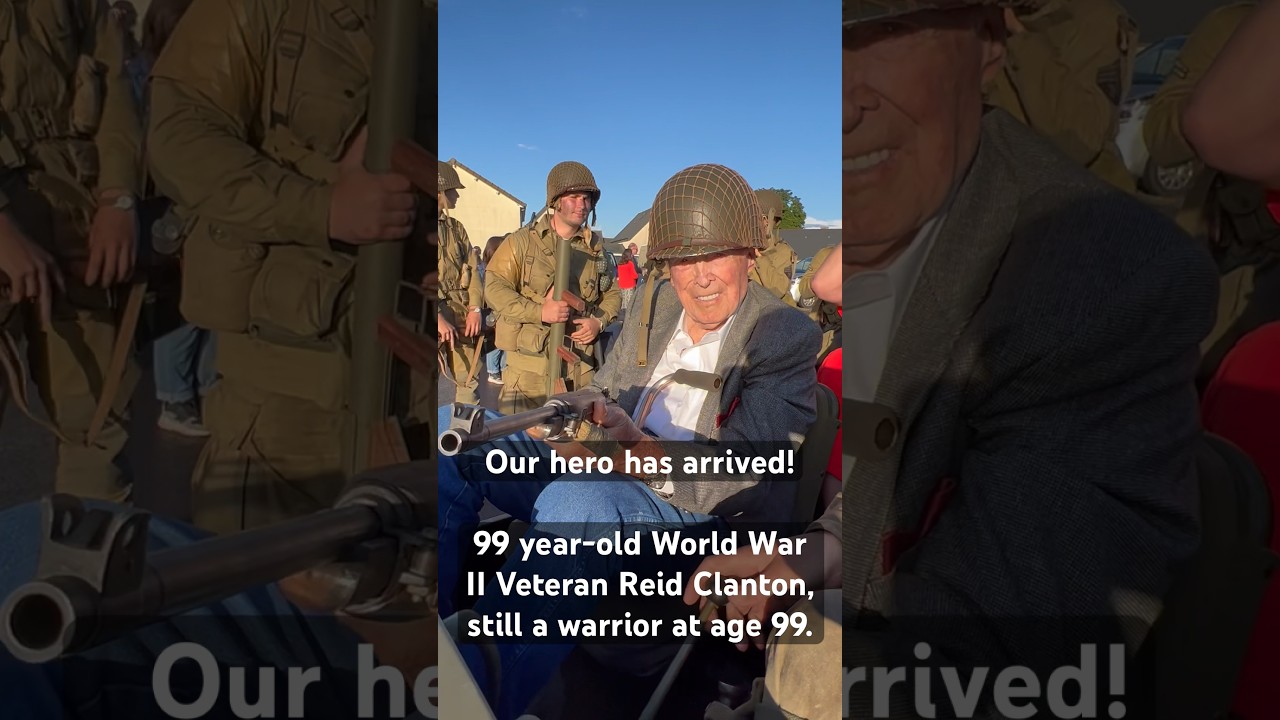 Our hero has arrived!  World War II Veteran, Reid Clanton, still a warrior at age 99. #dday #hero