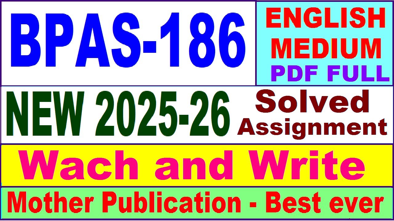 BPAS 186 solved assignment 2025-26 in English || bpas 186 solved assignment 2026 || ignou bpas186