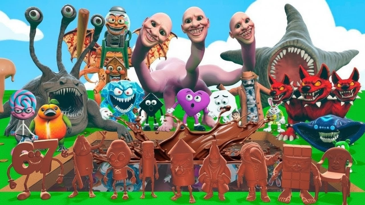 GIANT CHOCOLATE PIT VS NEW ITALIAN BRAINROT, SEA MONSTER CREATURES & SHAPES TEAM in Garry's Mod!