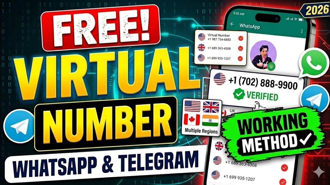 Free Virtual Number for WhatsApp, Telegram & OTP | Fake Whatsapp account kaise Banta hai 2026