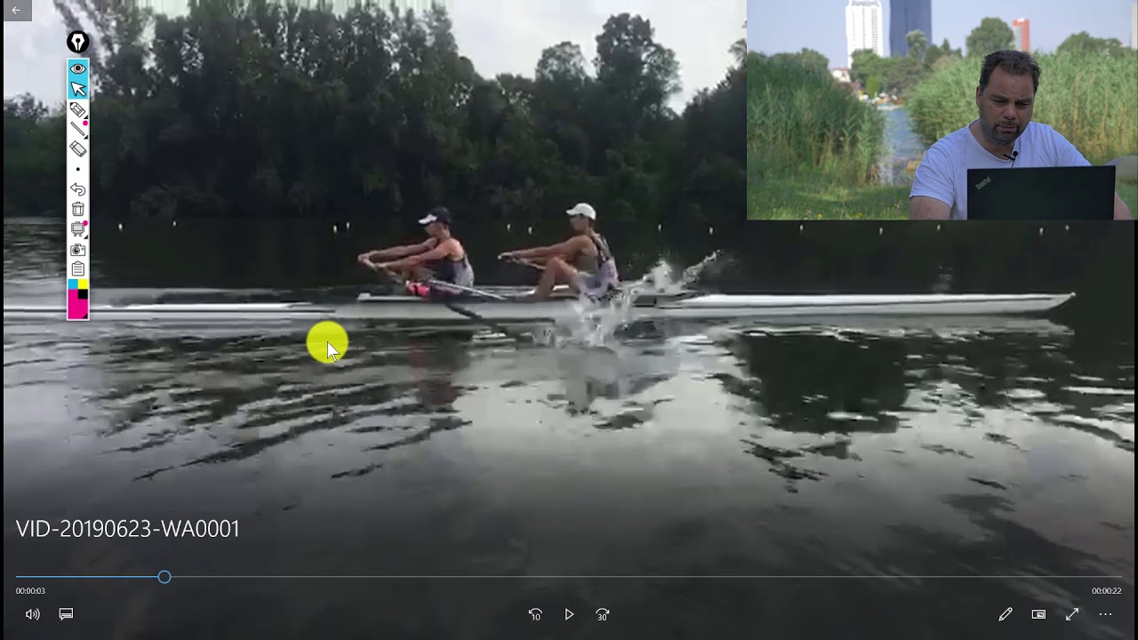 Good junior rowing with classic sweep technique flaws