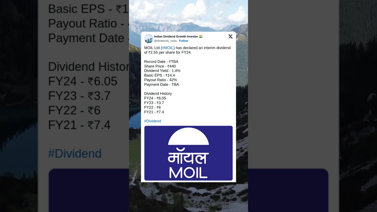 MOIL Ltd has recommended a final dividend for FY 2024. #StockMarket #News #Dividend #Shorts