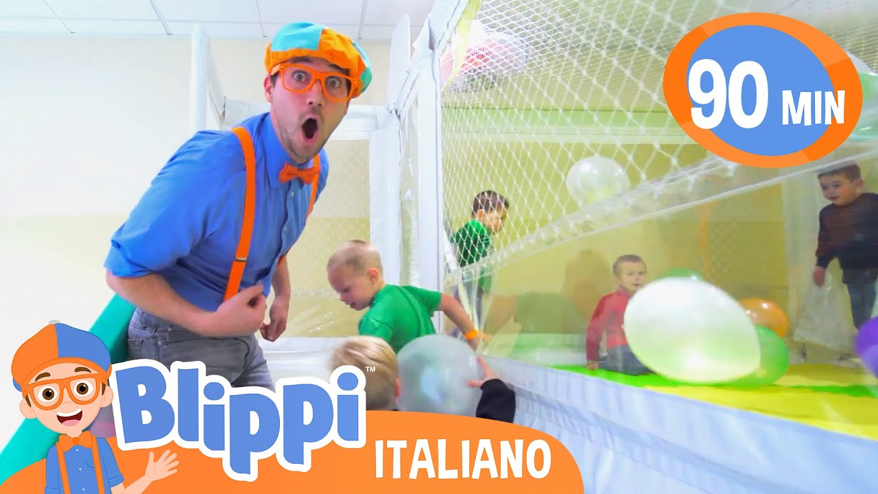 Blippi gioca con i palloni al parco giochi al chiuso | Blippi | Moonbug Kids - Cartoni Animati