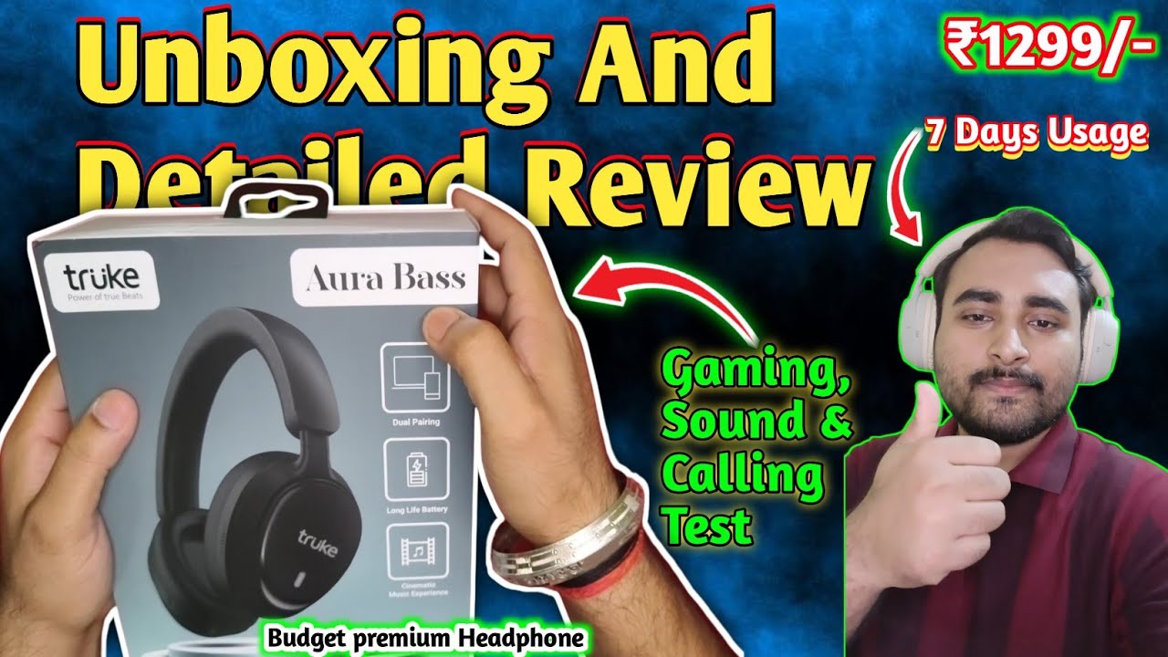 Truke Aura Bass Headphones Unboxing & Full Review🔥| Best Budget Headphones 2025 | 50 Hrs Playtime