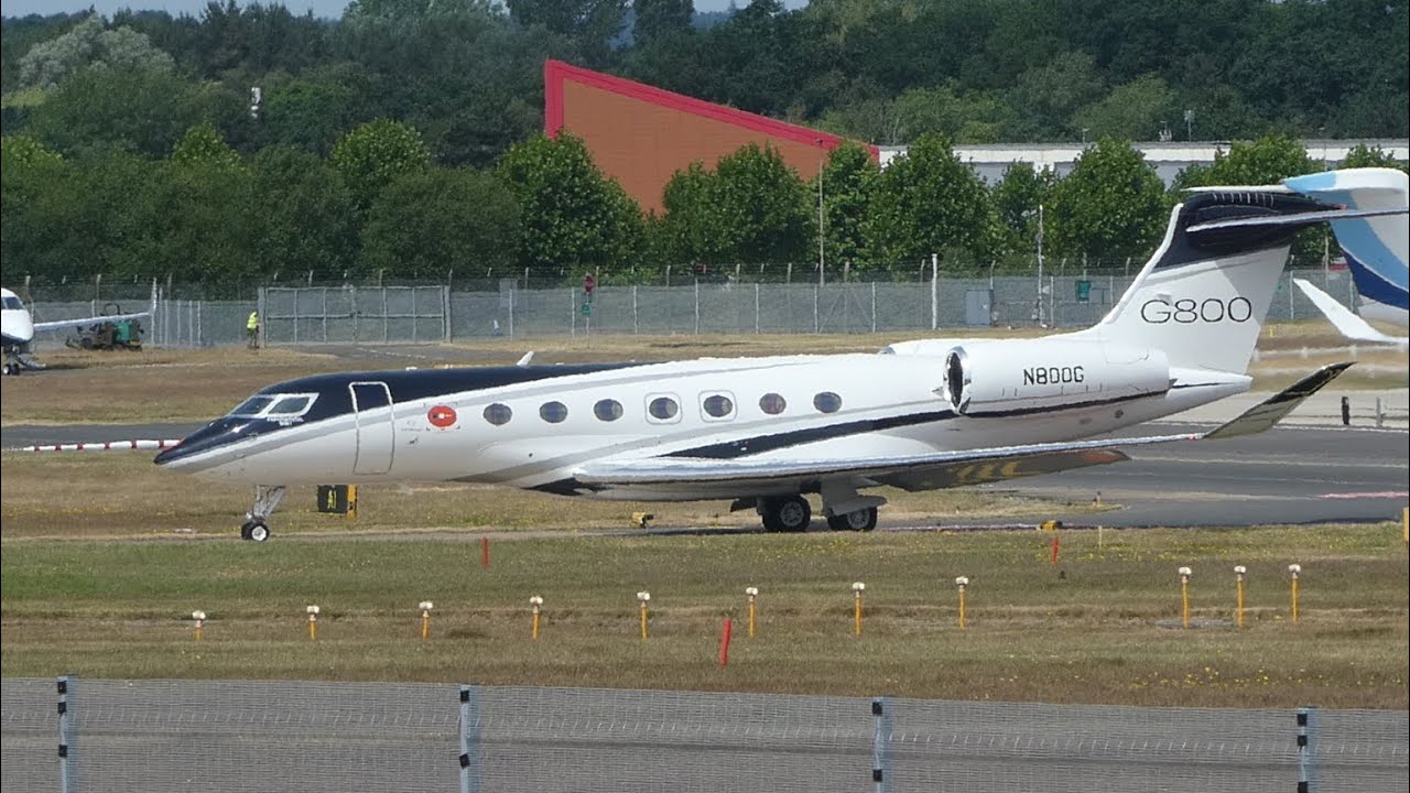 Brand New Gulfstream G800 Prototype N800G Departure from Farnborough #bizjet #gulfstream #aviation