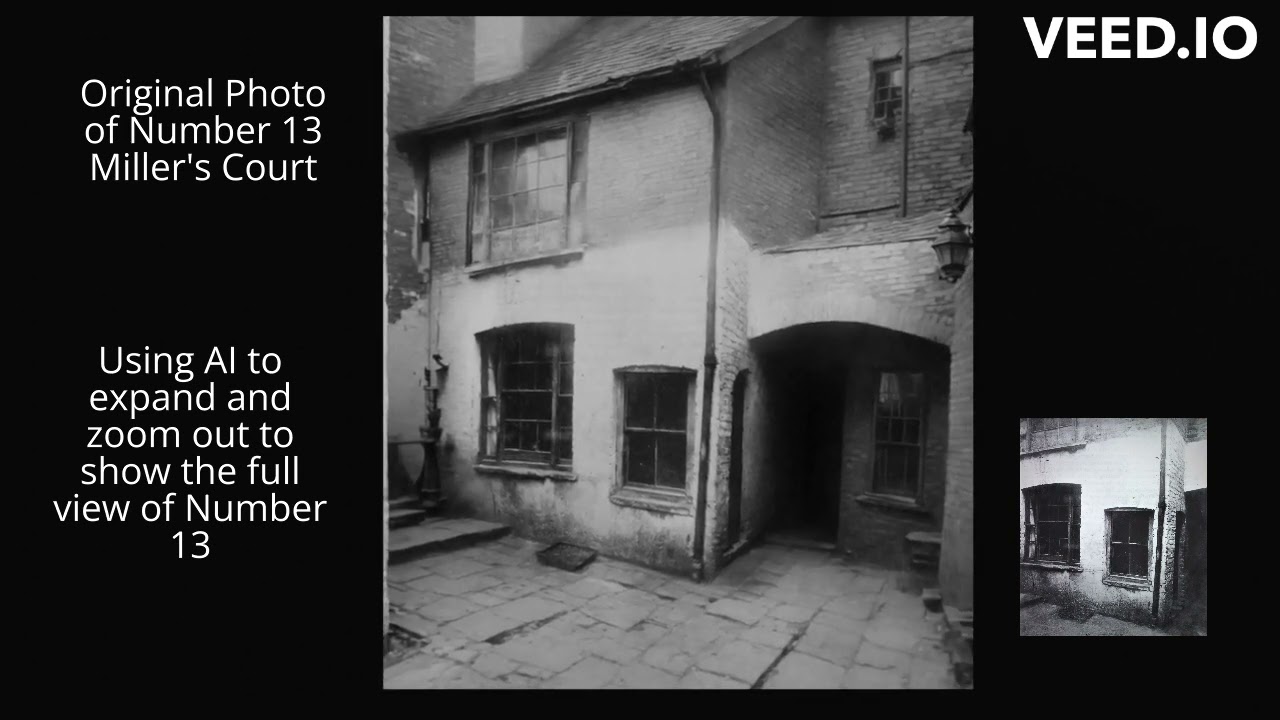 The famous photo of No.13 Miller's Court and now using #AI assistance to zoom out - Jack the Ripper
