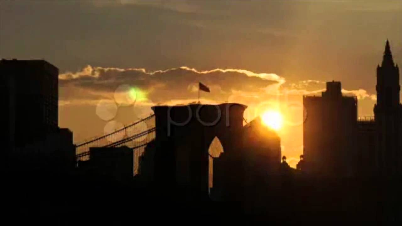 Clean Hd Brooklyn Bridge Sunset. Stock Footage