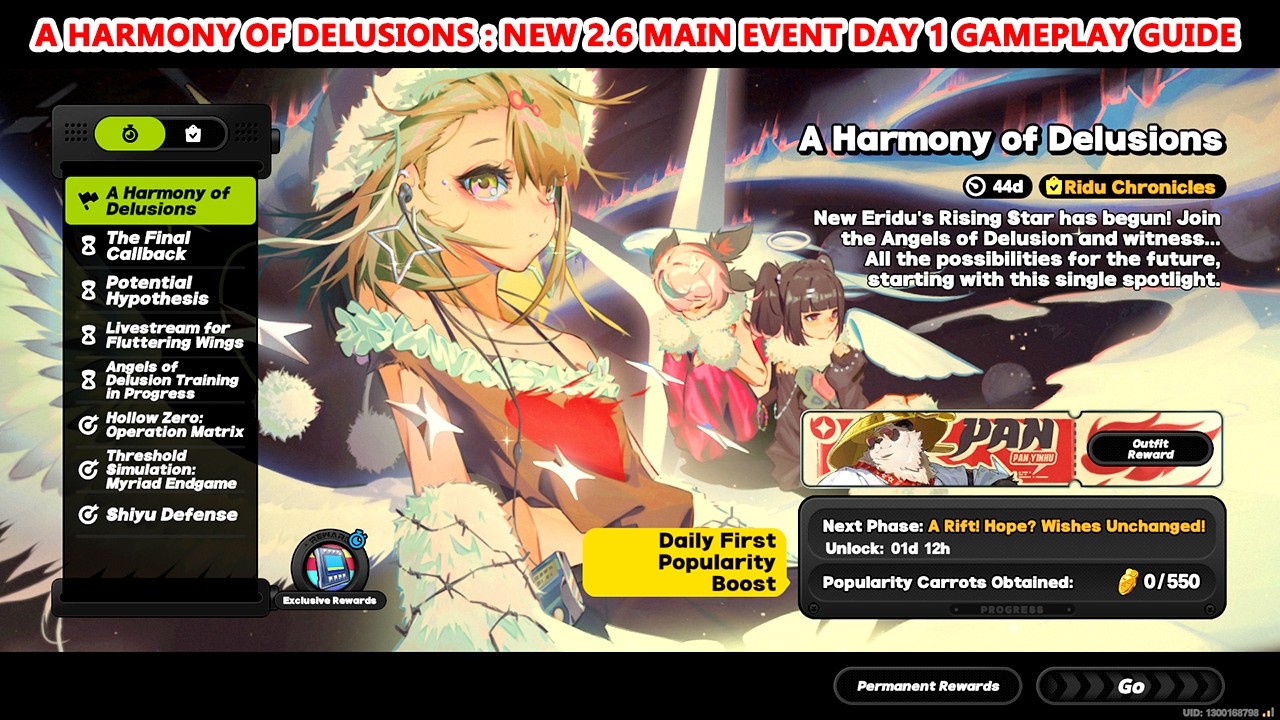 ZZZ A Harmony of Delusions : New 2.6 Main Event Day 1 Gameplay Guide : Free Pan Yinhu Skin