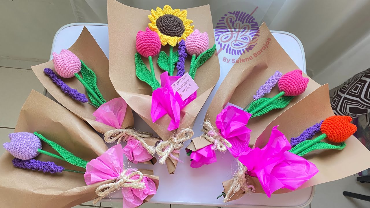 💐Como hacer RAMO de flores en CROCHET💐