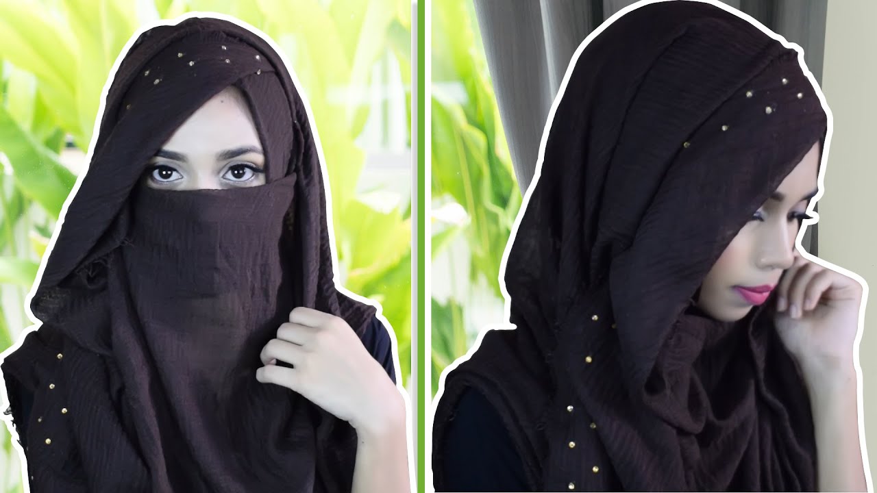 Hijab style showing side border design with niqab  //Anika&rsquo;s Beauty World