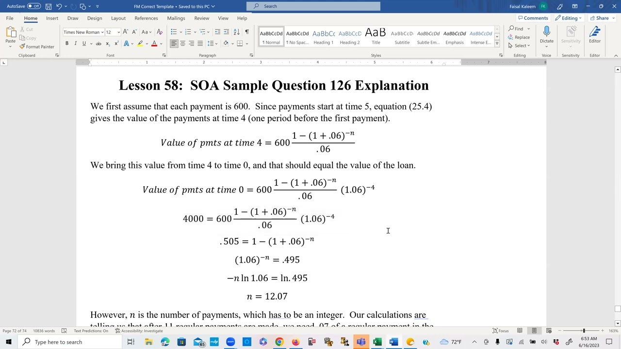Actuarial SOA Exam FM Prep Lesson 58: SOA Sample Question 126 Solution