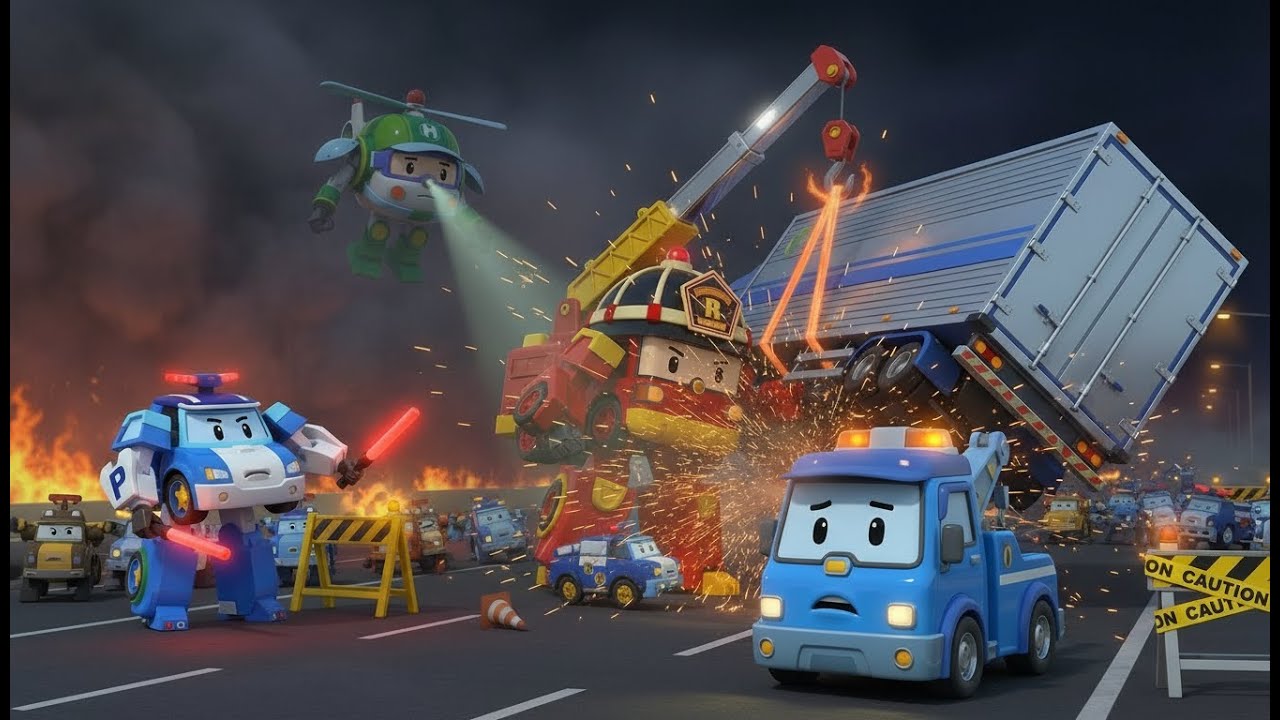 Highway Night Fog Rescue! 🌫️ Stopping a Dangerous Chain Reaction | Robocar Poli | Kids Safety Series