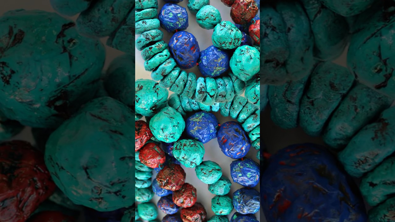 Make faux turquoise stones with paper and glue!