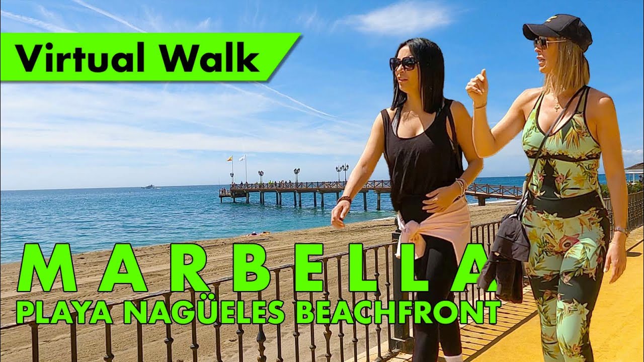 Marbella Golden Mile walk - April 2022 - Playa de Nagüeles immersive virtual beachfront tour