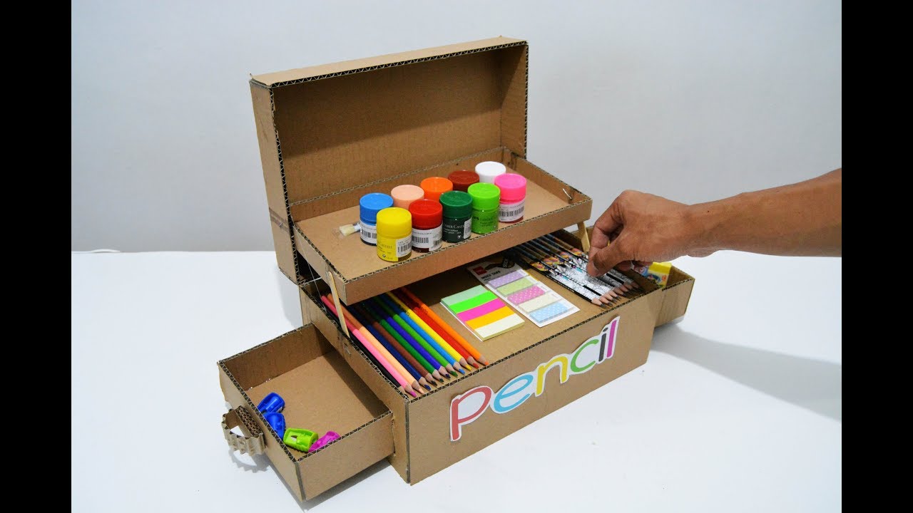 KEREN! PENCIL CASE ORGANIZER(KOTAK PENSIL) UNIK DARI KARDUS - Buat Anak Sekolah