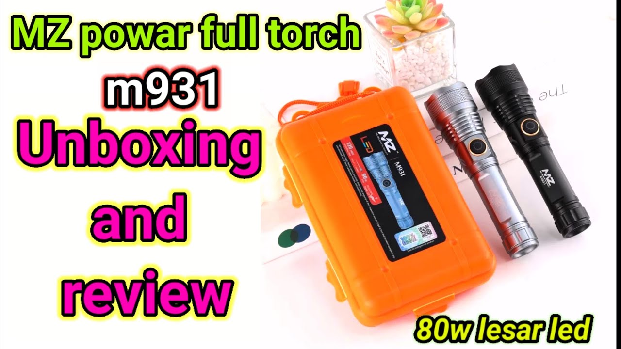 Unboxing and Review MZ M931 Torch Light/MZ Zooming Torch with 1Km Long Range/MZ Super Bright Torch