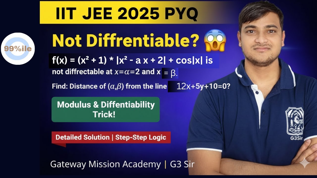 Non-Differentiable Points & Distance Trick | IIT JEE 2025 Problem Solved | Gateway mission Academy