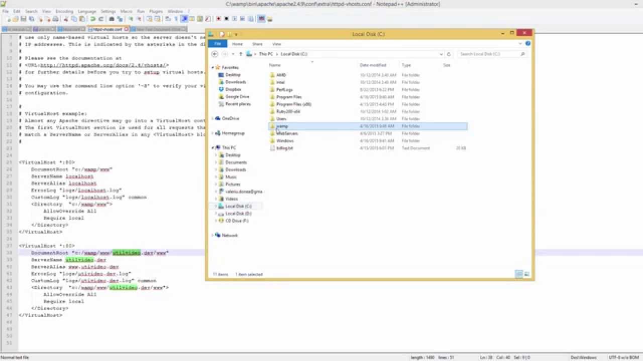 Wampserver Создание виртуальных хостов