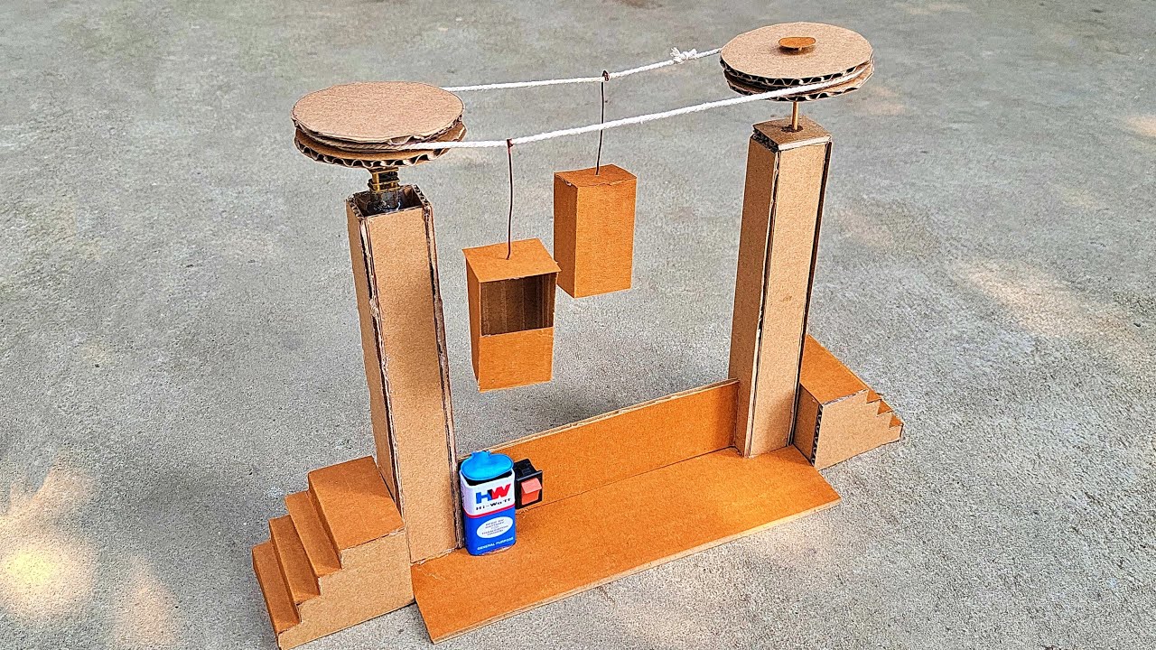 Best Science project for school - Cardboard ropeway working model