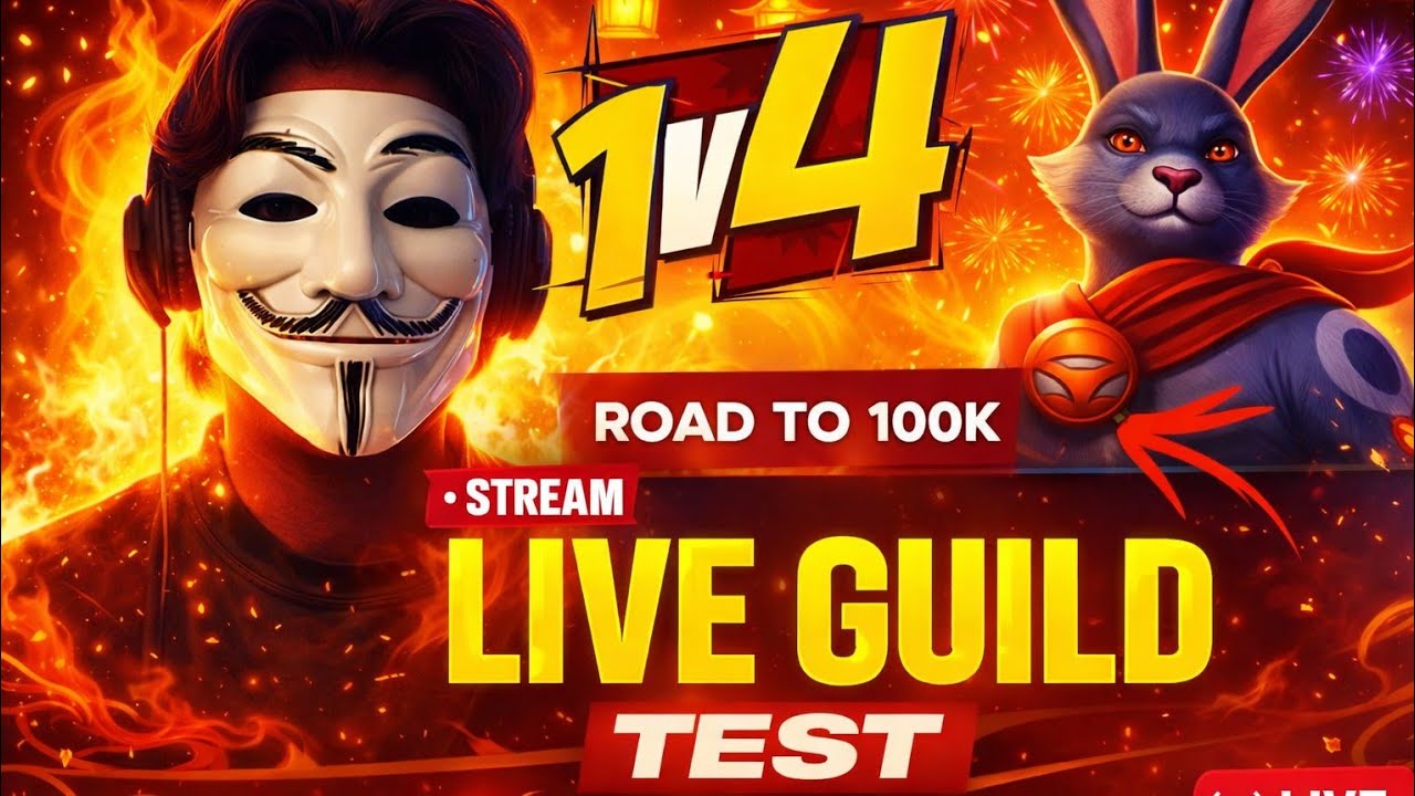 FF LIVE TOP 1 GUILD TEST 1 VS 4 | ROAD TO 100K ON LIVE | LIVE GUILD TESTING#fflive #girllive #ffgirl