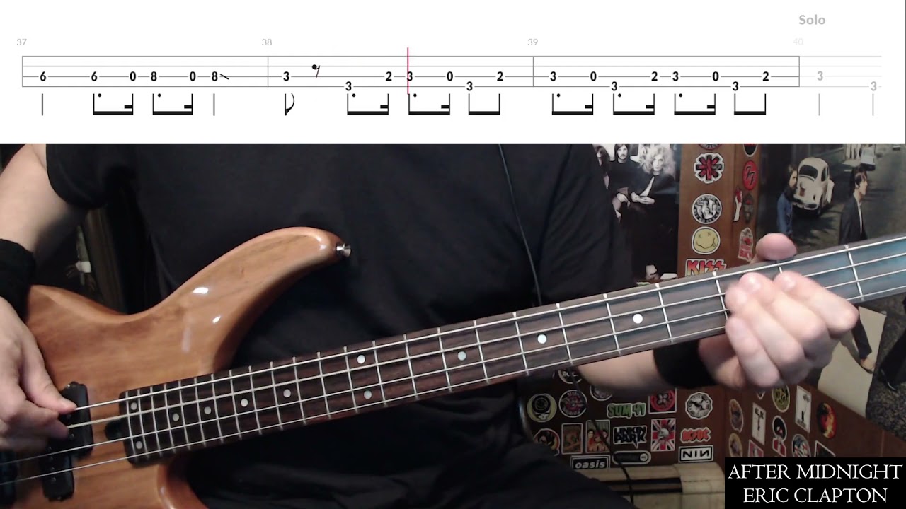 After Midnight by Eric Clapton - Bass Cover with Tabs Play-Along