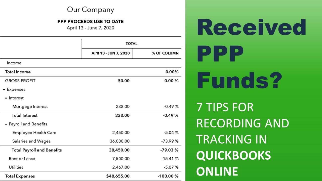 7 Quickbooks Online Tips for Recording and Tracking PPP Loan and Expenses