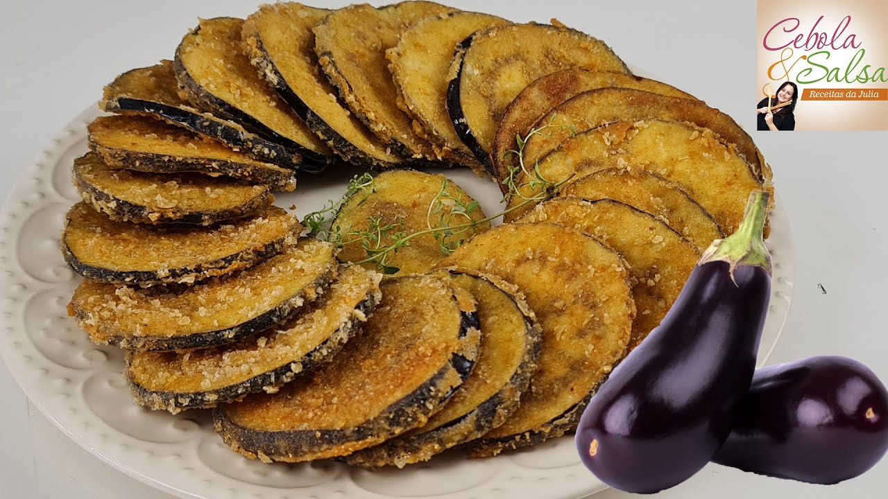 BERINJELA A MILANESA RÁPIDA E CROCANTE🍆🍆 | Cebola e Salsa
