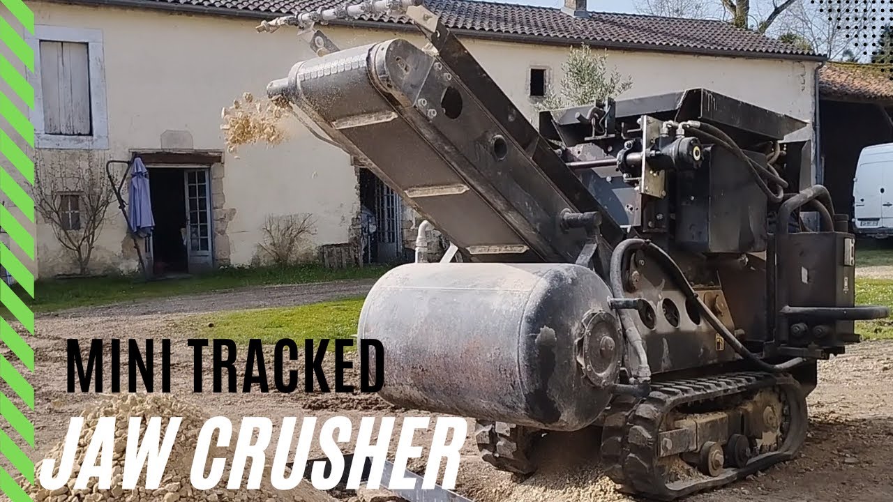Crushing Limestone with a Mini Tracked Jaw Crusher - DIY Foundation Stone Recycling
