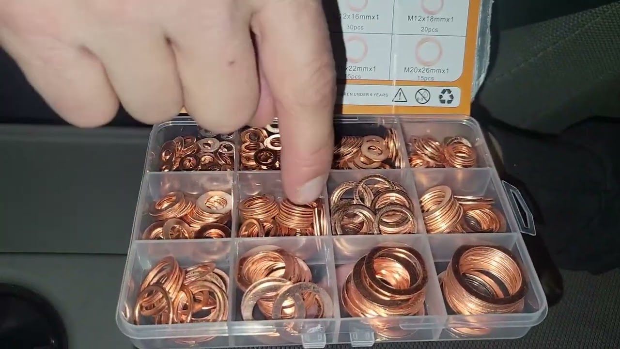 Copper Washers Assortment Kit, Flat Sealing Crush Washers M5 M20 for Automotive, Plumbing, and Mecha