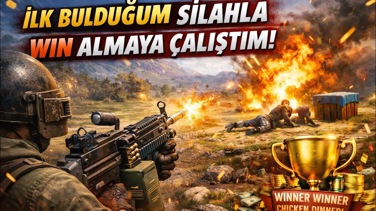 İlk Bulduğum Silahla win alıyorum Challenge! #1 😱 