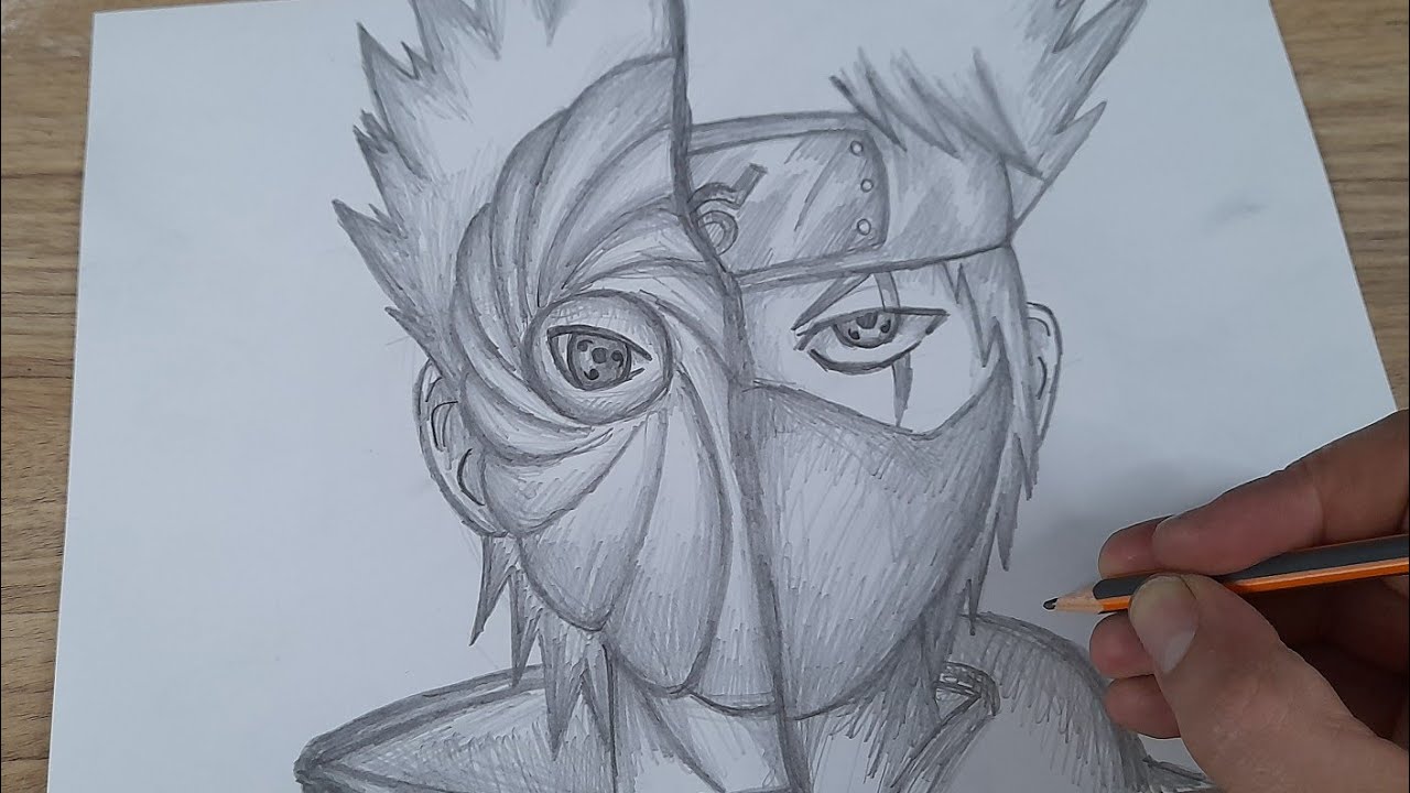 Metade OBITO UCHIHA Metade KAKASHI HATAKE Como Desenhar PASSO A PASSO