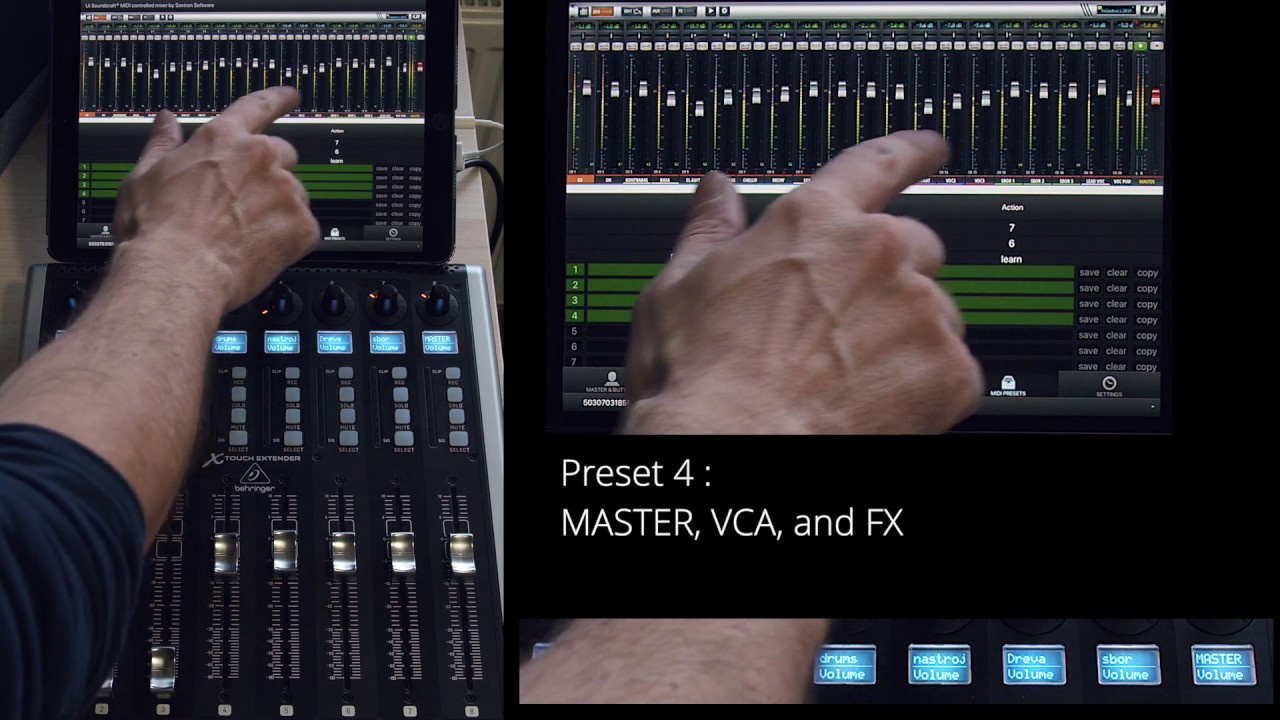 Ui Soundcraft MIDI mixer app. v 2.0 - with Behringer X-touch EXTENDER in Mackie mode