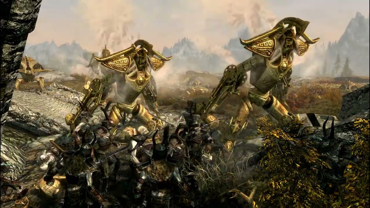 Армия драугров против Армии Двемерских механизмов SKYRIM