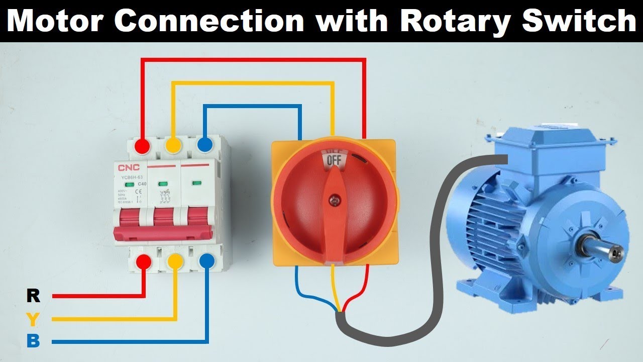 3 Phase Induction Motor START and STOP by using Rotary Switch @The Electrical Guy