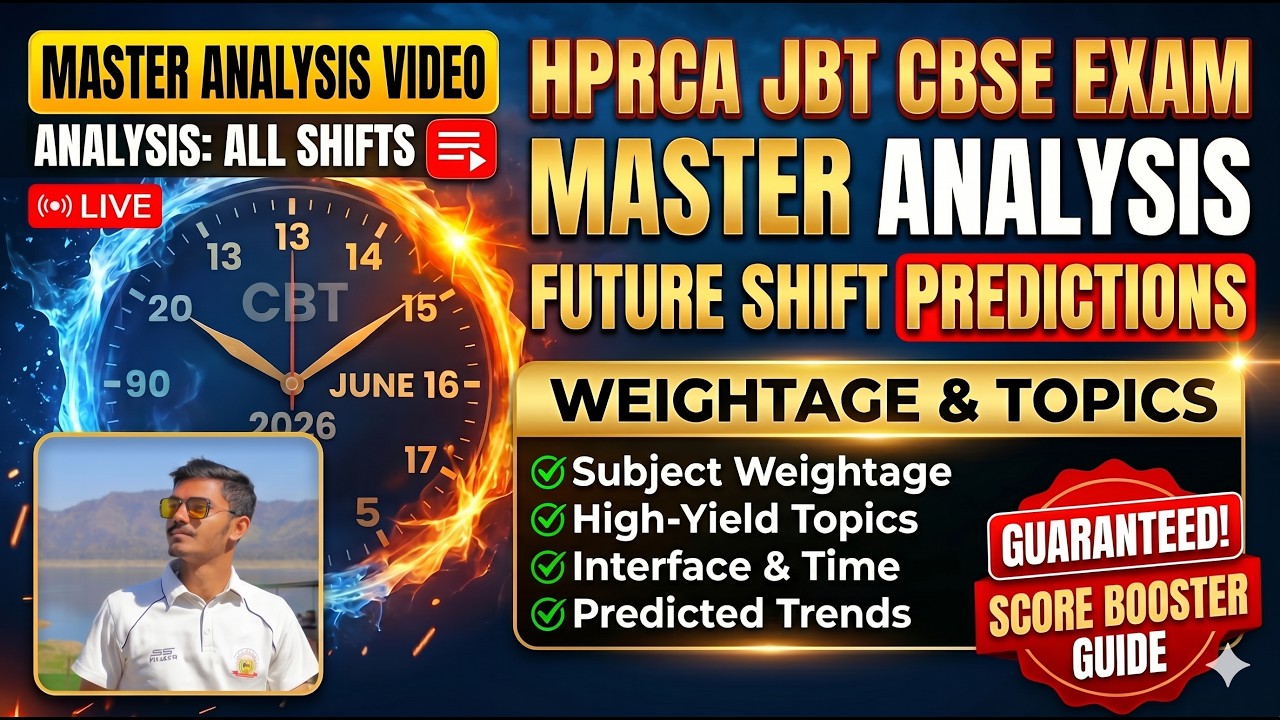 HPRCA JBT CBSE Exam All Shifts 13th & 14th june Weightage & Future Predictions! Master Analysis 🔥