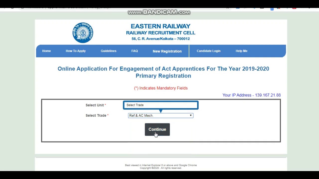 RRC ER Kolkata Apprentice Online Form 2020 || Eastern railway form apprentice 2020