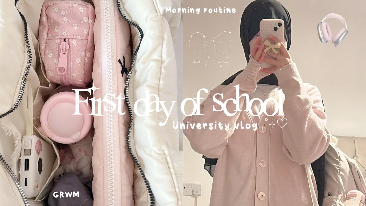 Uni vlog 💻🎀 first day of school, morning routine, grwm, back to classes etc…