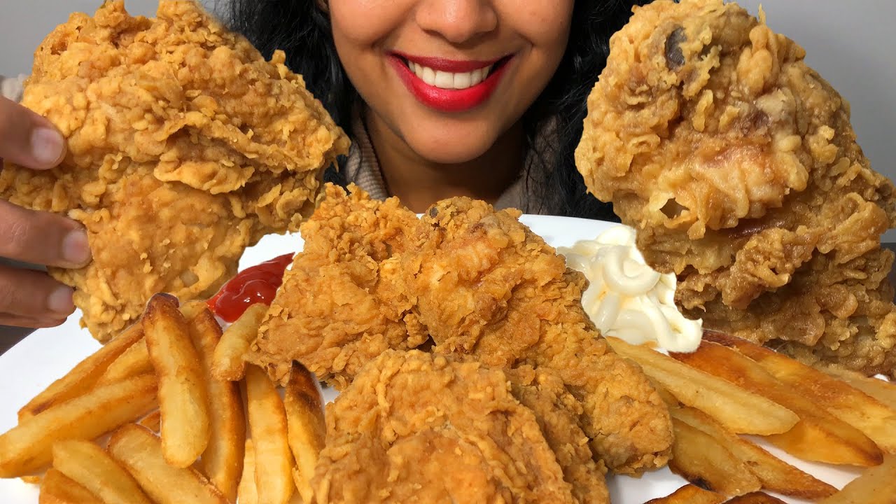 KENTUCKY SPICY CHICKEN WITH BIG CRUNCHY FRIES | FOOD CRAVER ASMR