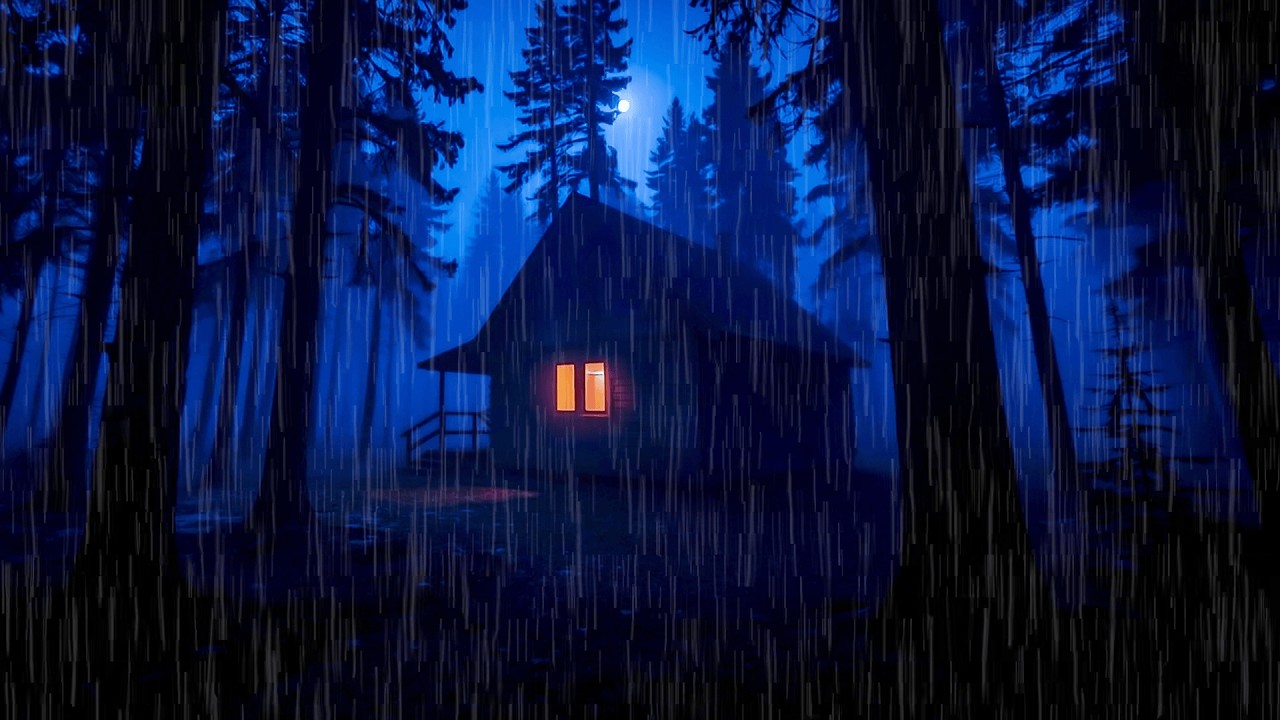 Night Rain Sounds 🌙 Forest Cabin Ambience for Sleep, Relaxation & Insomnia