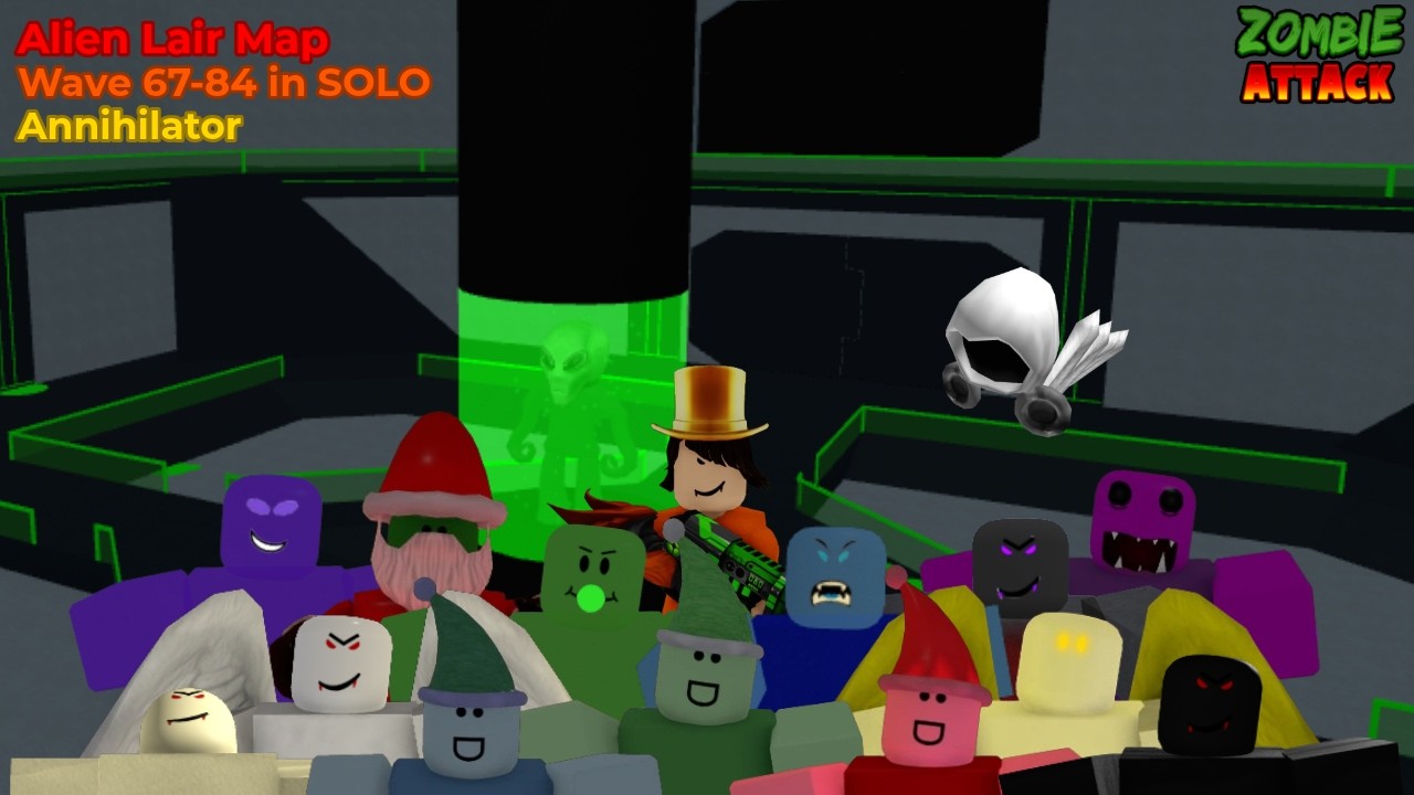 Alien Lair Map + Wave 67-84 in SOLO + Annihilator - Roblox Zombie Attack