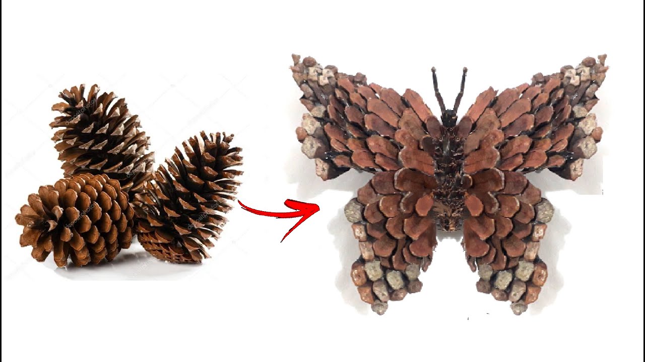 Borboleta feita com Pinha / Butterfly made with pine cone