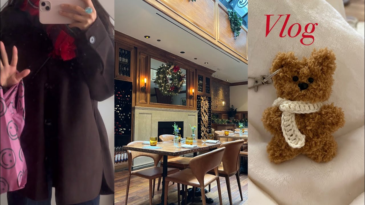 NY vlog. 크리스마스 분위기 낭낭한 브런치 카페, 모루인형 만들기, 뜨개 인생으로 거듭나는 중, 요리 해먹고 일하는 소소한 뉴욕 일상