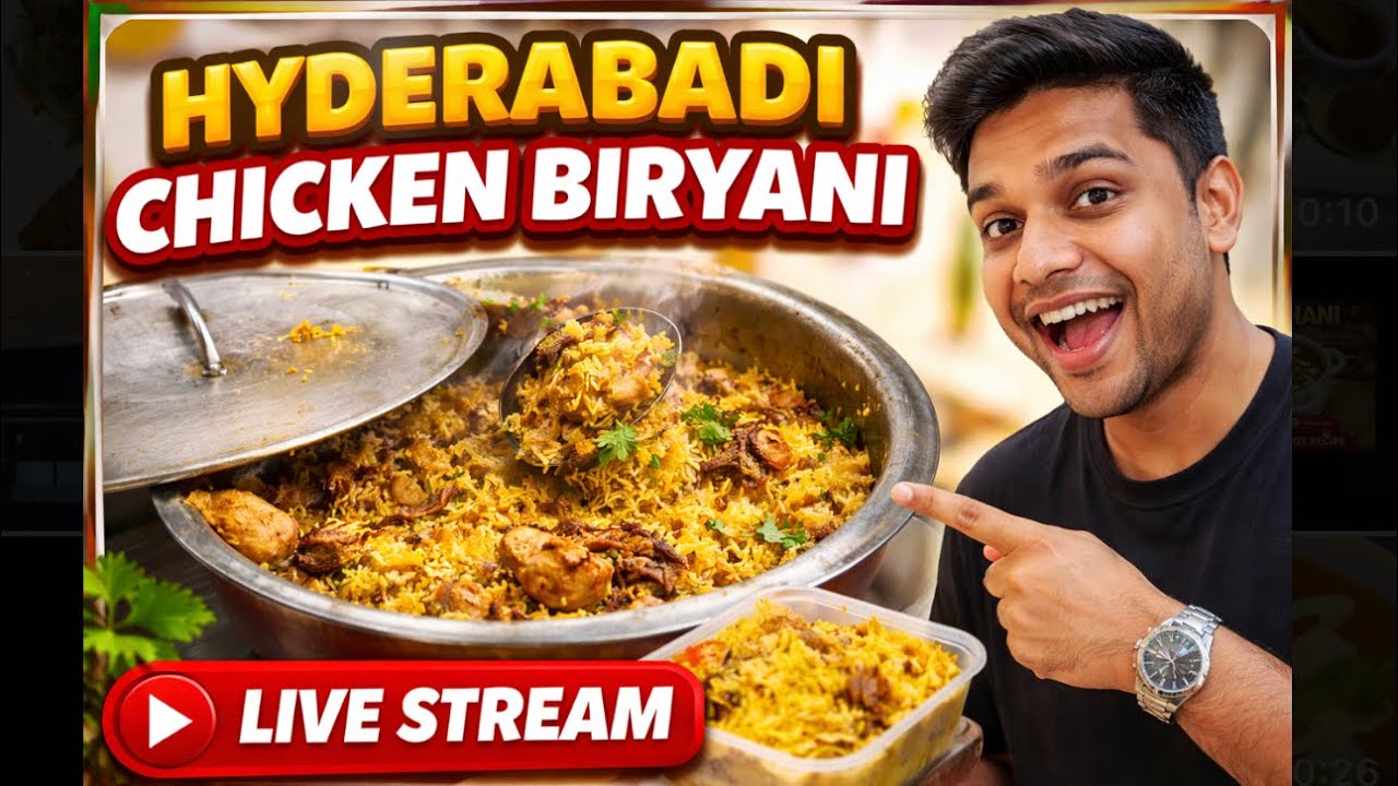 🔥 Hyderabadi Chicken Biryani | Live Cooking | Biryani Lovers ❤️🍗 #biriyanilovers #foodie 