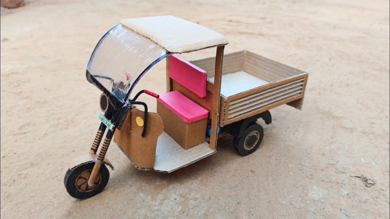 How to make cardboard electric trolley rickshaw 