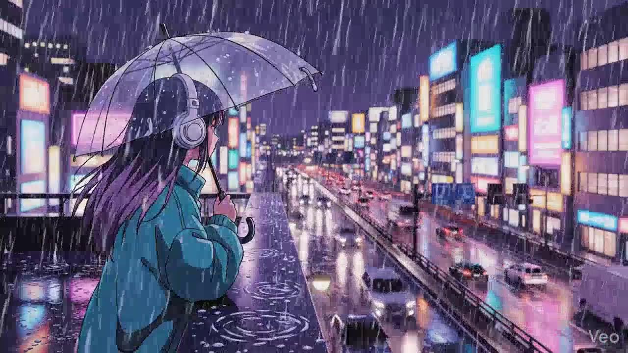 Night Rain Ambience 🌧️ Japanese Neon City Lofi