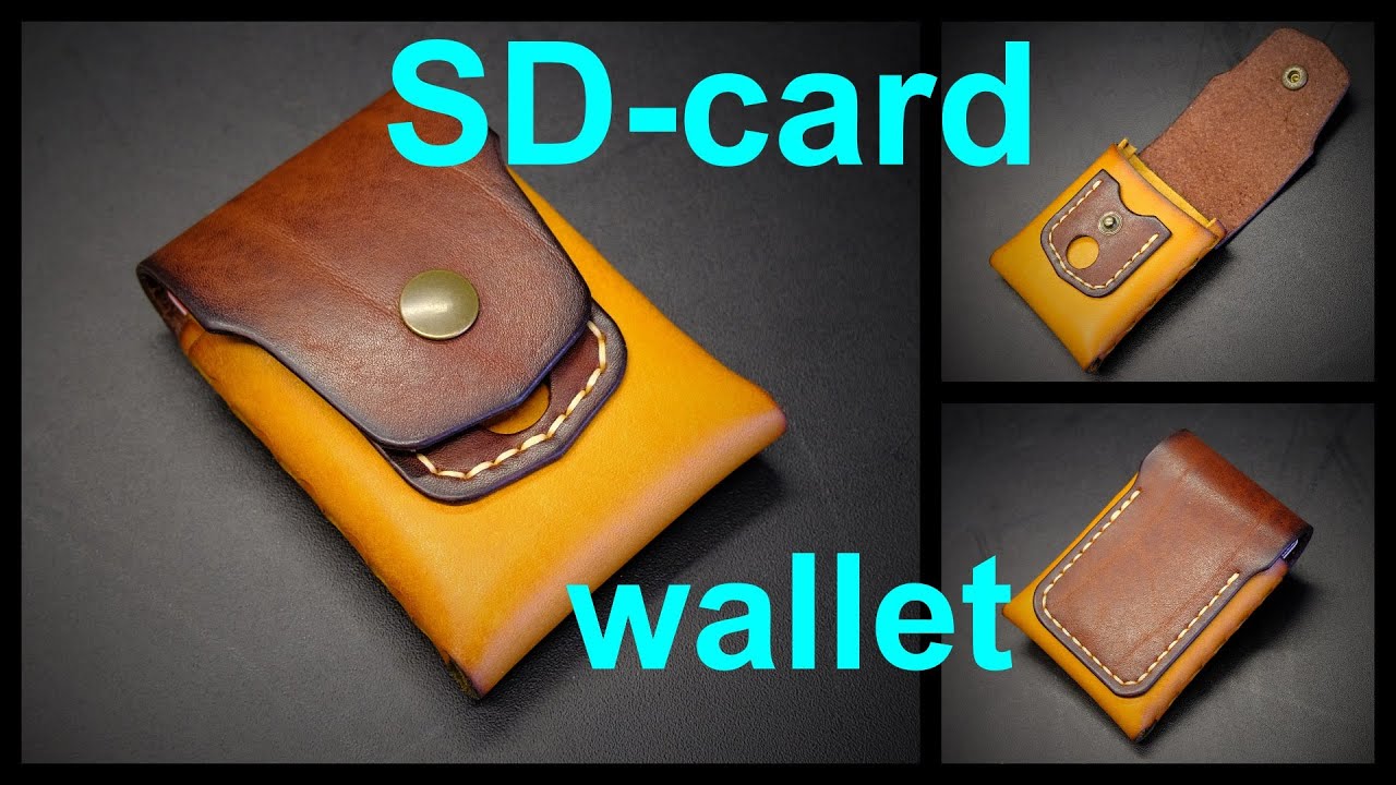 Half-Stitchless SD card wallet  - PDF leather pattern by Woolenpaw